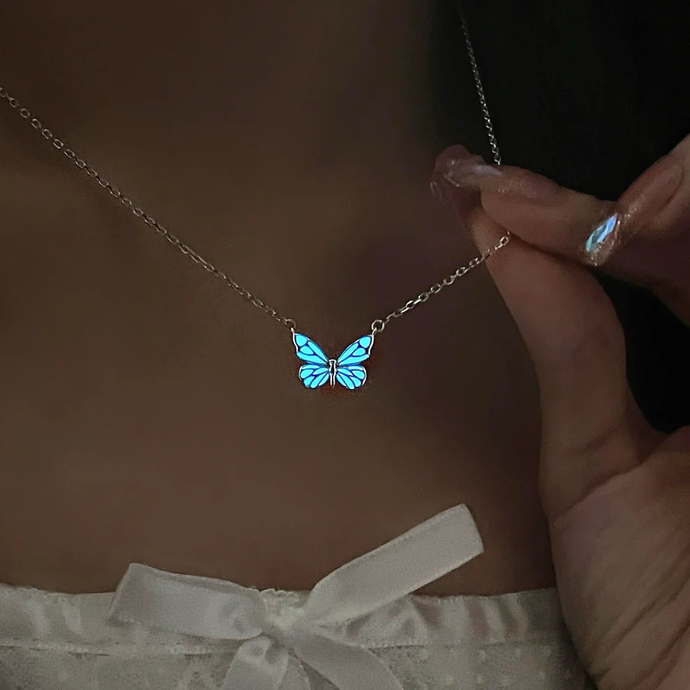 Glow in the Dark - Dream Blue Butterfly Necklace