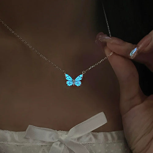 Glow in the Dark - Dream Blue Butterfly Necklace