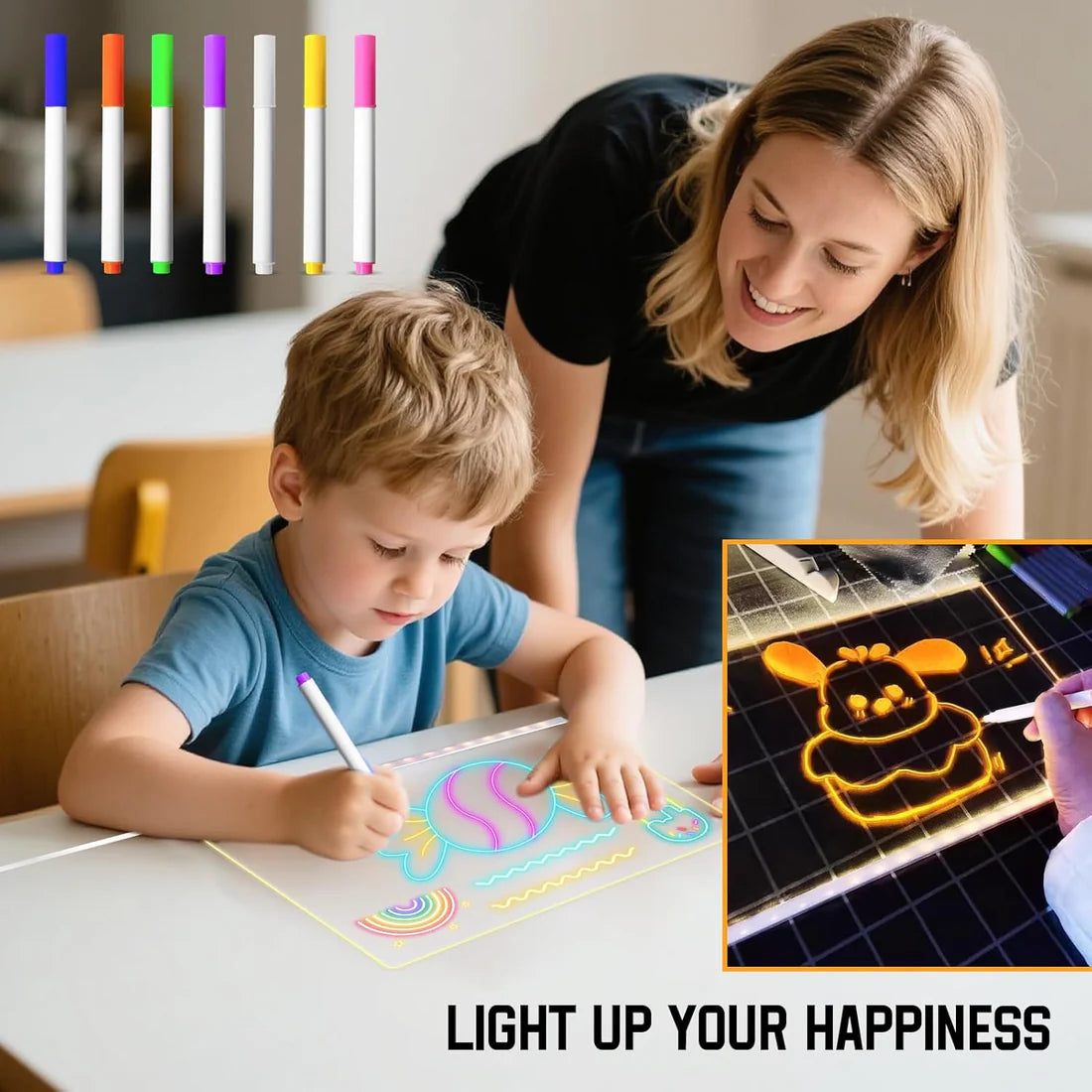 7-Color LED Glow Drawing Board - Art Gift Set (Sale 50% Off)